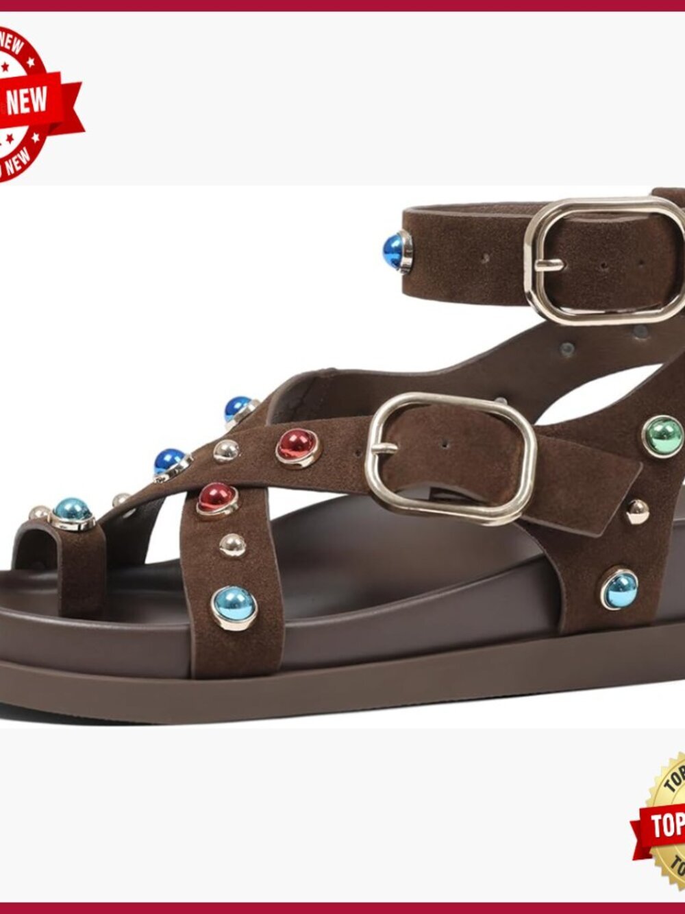 Women's Flat Sandals Platform Ankle Wrap Molded Footbed Bohemian Retro